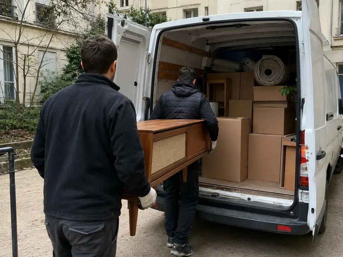 Chargement du camion en pied d'immeuble · Lyon